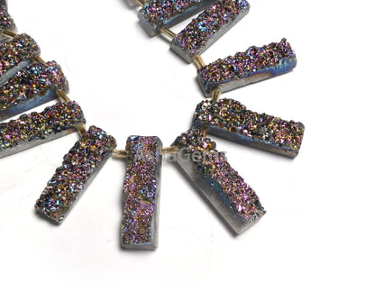 Pink Mystic Coated Druzy Fancy Long Slice Shape Gemstone Loose Beads, Druzy Beads, Pink Coated Drusy 7 Shape Beads Jewelry Making Craft SALE