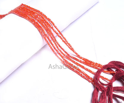 13.5" Strand AAA Quality Orange Zircon Micro Cut Tiny faceted beads,2.5 mm Dark Orange Cubic Zircon Machine Cut Rondelle Beads Jewelry Craft