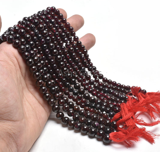 Natural Red Garnet Smooth Round Shape Gemstone Beads, Fine Garnet Beads, Garnet Plain Handmade Round Ball Beads For Necklace Jewelry Making