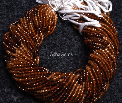 3 mm Genuine hessonite Faceted rondelle Shape Gemstone Beads Shaded Brown Hessonite Micro Faceted Machine Cut Beads, AAA Hessonite Bead SALE ( 11438)