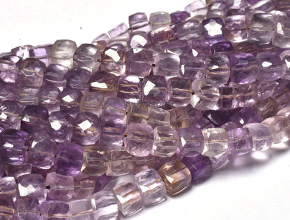 Beautiful shaded Blue ametrine faceted 3D Cube Box Gemstone beads, Genuine Ametrine box Beads, Fine Quality Ametrine Beads For Jewelry SALE