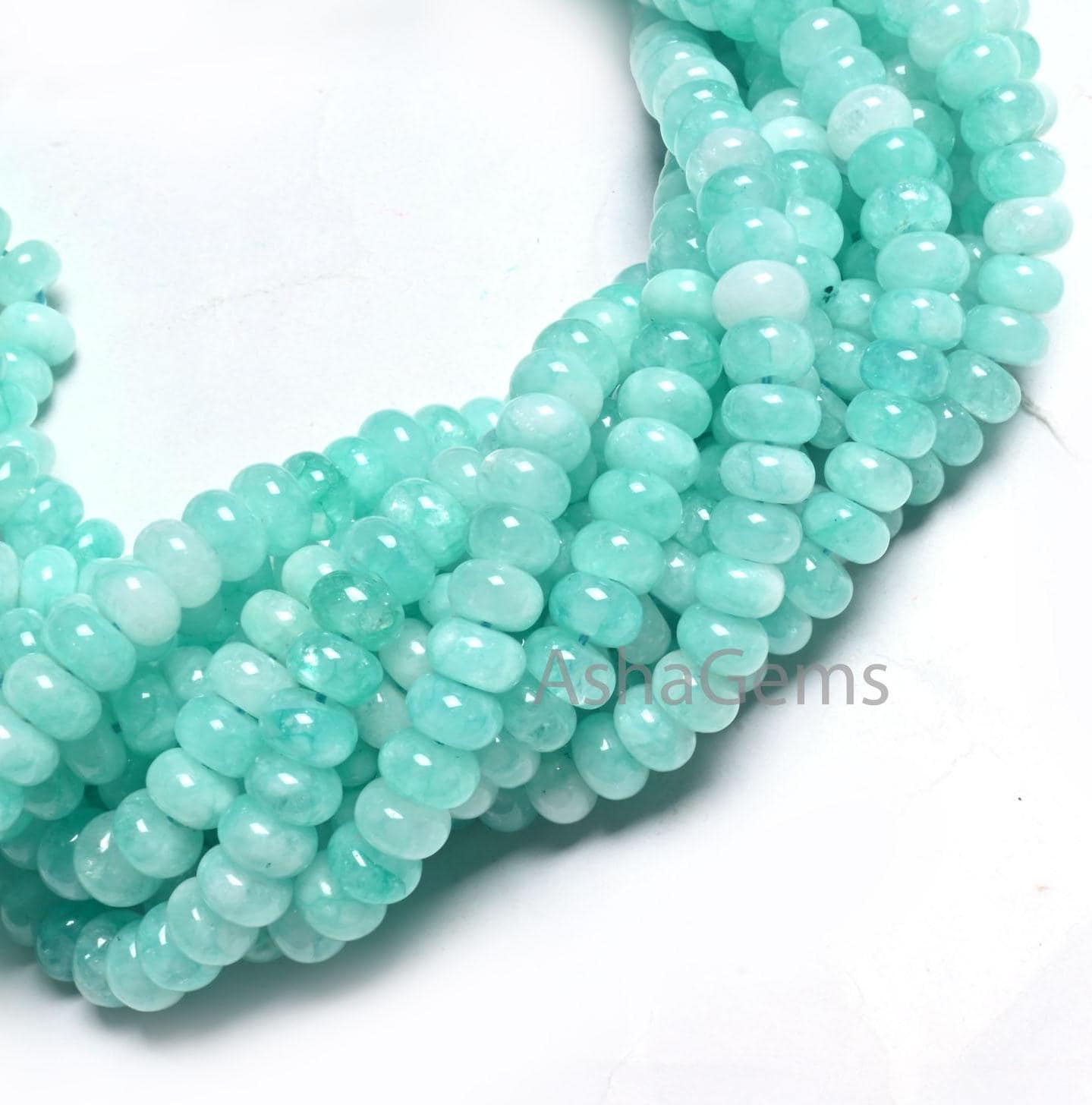 Fine Quality Peru Blue Color Jade Quartz Smooth Rondelle Gemstone Loose Beads,8 mm Neon Sky Blue Quartz Beads Jewelry making Necklace Crafts