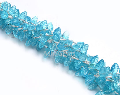 Beautiful Blue Topaz Fancy Leaves Shape handmade Carving Beads, AAA Swiss Blue Coated Topaz Carved Pear Briolette Gemstone Bead Jewelry SALE
