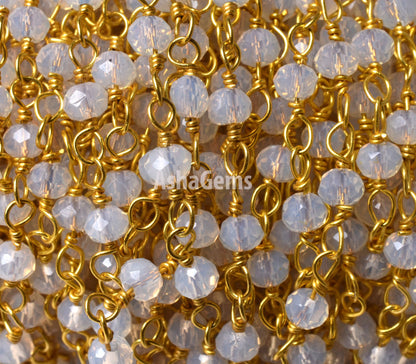 Rainbow Moonstone Hydro Beads Rosary Chains,3,5,10,25,50 Ft Roll Bulk,Beautiful Gold Plated Wire,Faceted Rondelle Beads Chain,jewelry Making