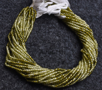 3 mm AAA Green Zircon Faceted Rondelle Beads,13" Strand Shaded Green Zircon machine Cut beads, Hina Green Cubic Zircon Beads Jewelry Crafts