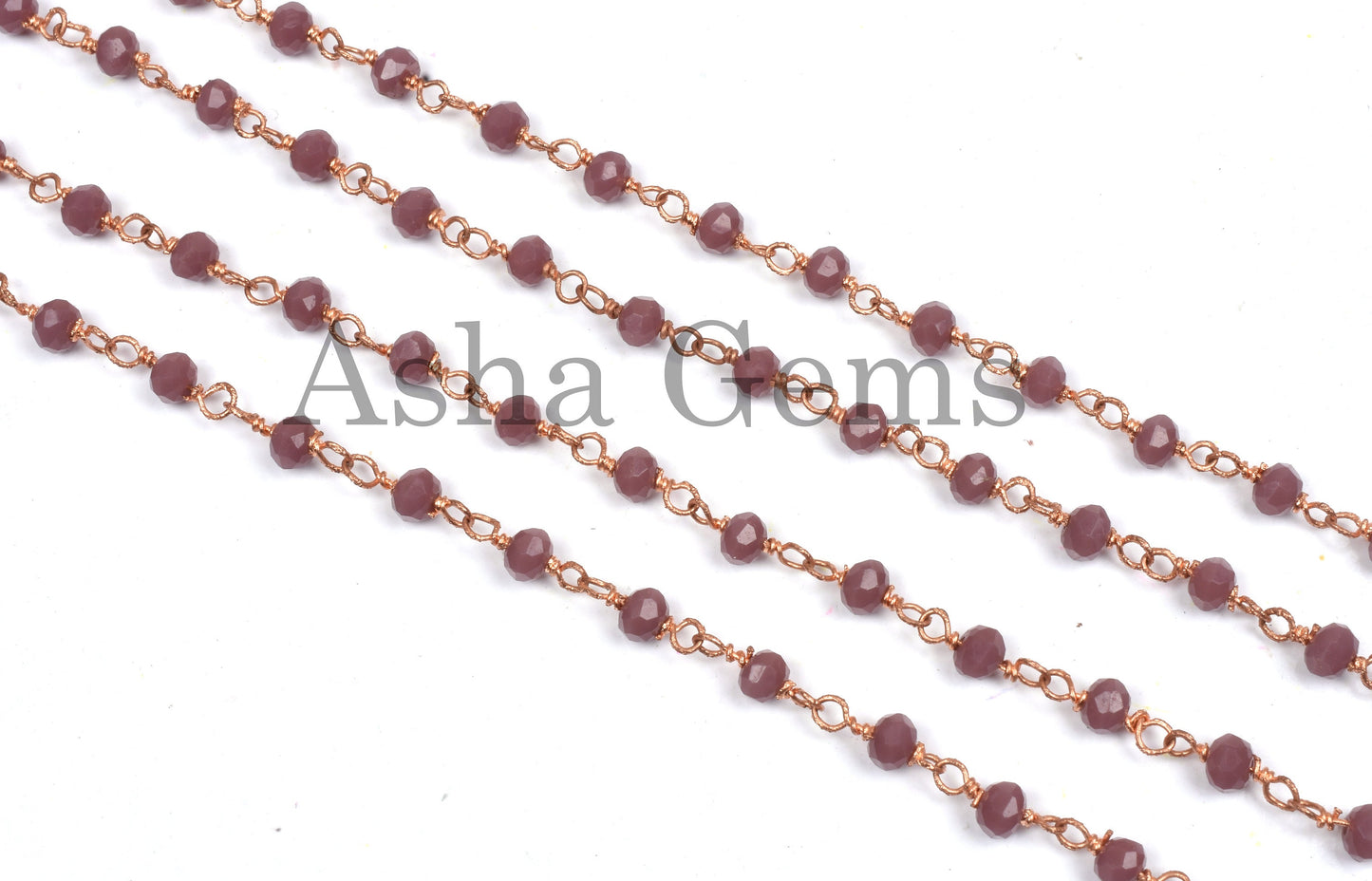 3,5,10 Feet Lavender Hydro Faceted Rondelle Beaded Rosary Chain RoseGold Plated Wire Jewelry Making Finding Wire Wrapped Chain 3-3.5mm Chain