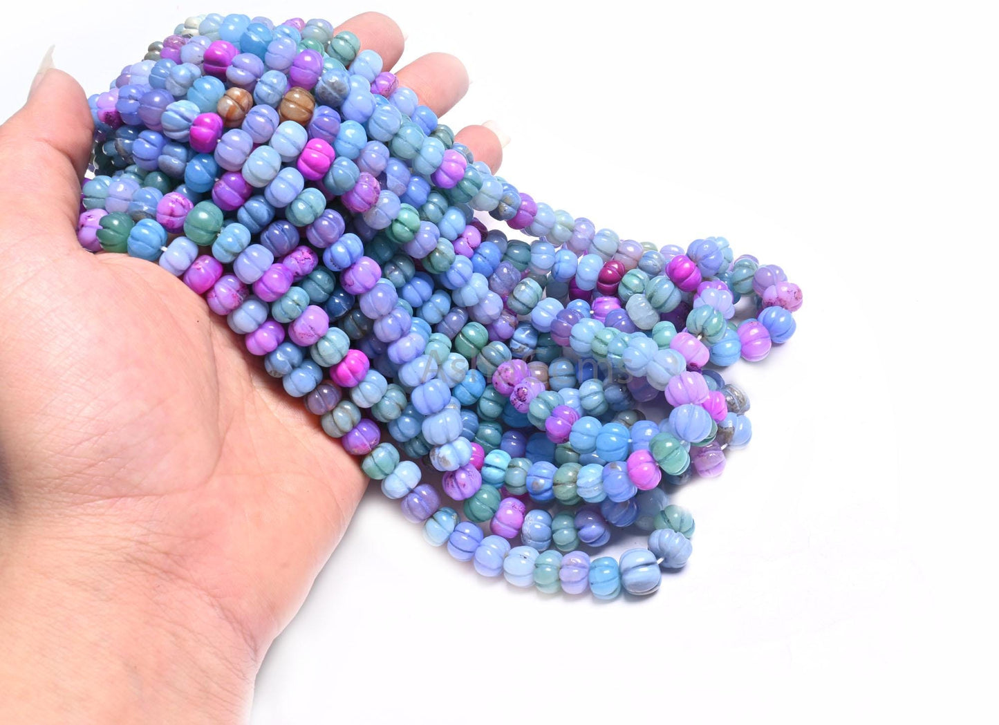 Beautiful Multi Blue Pink Opal Carved watermelon Gemstone Beads, Mix Color Disco Opal carving Pumpkin Handmade Shaded Opal Bead Jewelry SALE