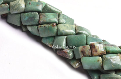 Natural Green Chrysoprase Smooth Chiclet Beads,15"Strand Chrysoprase Beads Gemstone Fancy Handmade Uneven Rectangle Straight Drill Bead SALE