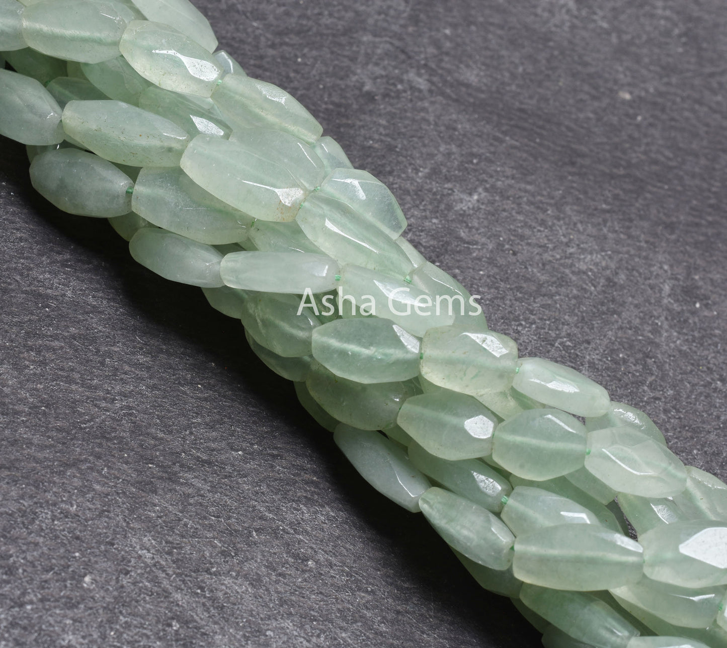 Green aventurine Fancy Long Oval Shape Faceted gemstone beads,13" strand Natural aventurine Indian Cut Handmade Oval Briolette bead Necklace