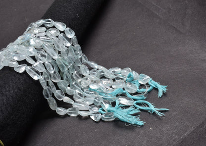 Rare Blue Topaz Smooth Nugget Shape Beads,12.5"Strand Natural Topaz Handmade Uneven Tumble Straight Drill Loose Gemstone Topaz Bead Jewelry (AG 22128)