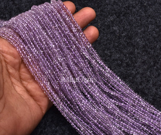 Natural Pink Amethyst Micro Cut Rondelle Faceted Gemstone Beads 3 mm AAA Quality 13" Strand Pink Amethyst,Indian Cut Faceted Bead Craft SALE