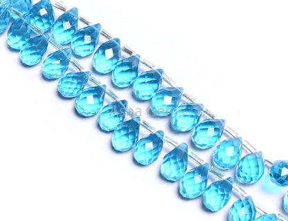 AAA Quality Sky Blue Topaz Color Hydro Faceted Drops Beads,8-12 mm Topaz Hydro Teardrop Briolette Side Drill beads Jewelry making Craft SALE