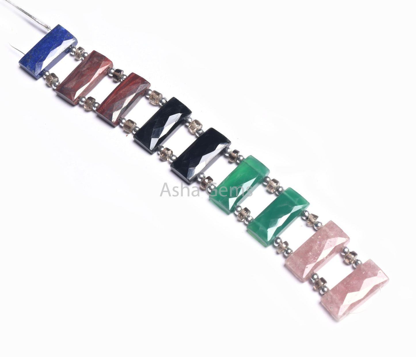 AAA Natural Mix Gemstone Rectangle Shape Beads Beautiful Multi Color faceted Chicklet Beads Fancy Double Drill Bead For Bracelet making SALE