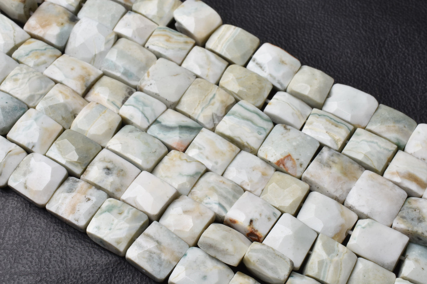 Beautiful Green Dot Opal Faceted Rectangle Shape Beads,8" Strand Opal Chiclet Beads, Opal Faceted Uneven Rectangle Beads handmade For Crafts