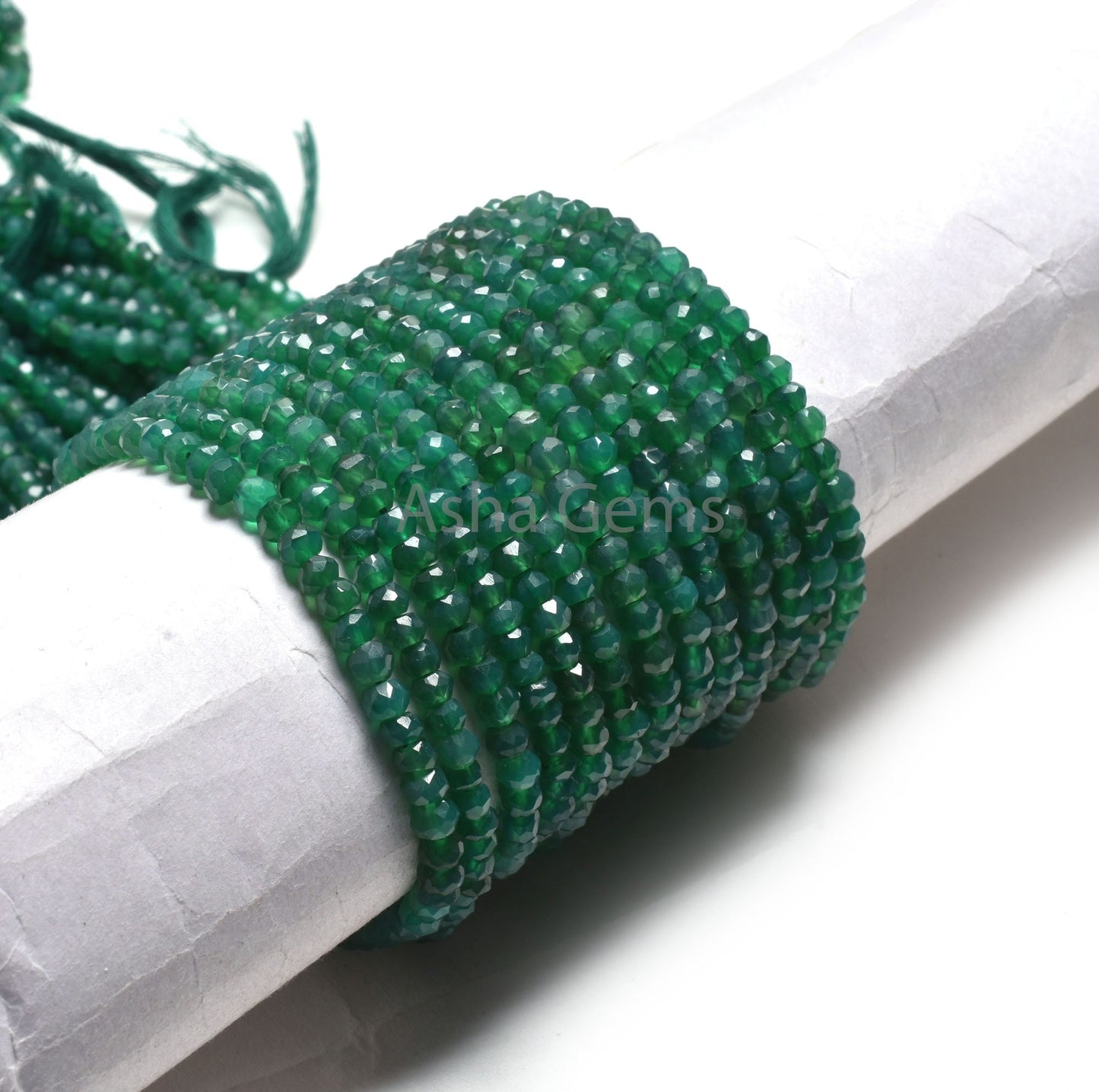 Beautiful Natural Green Onyx Faceted Rondelle Shape Gemstone Beads,13" Strand Green Onyx Beads, Fine Quality,Green Onyx Beads Jewelry Making