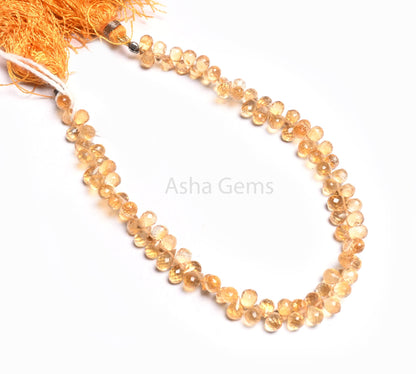 AAA natural Citrine Faceted Drops Shape Gemstone Beads,4-6 mm Yellow Citrine Side Drill Tiny Teardrop Briolette faceted Beads Jewelry Making
