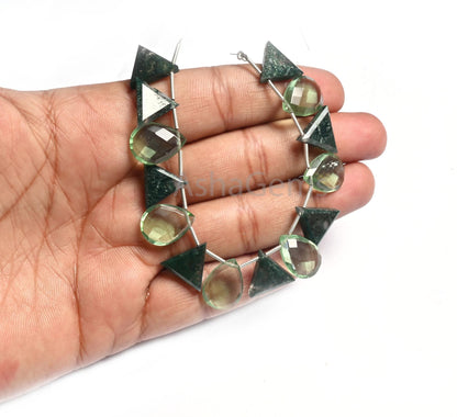 Natural Moss Agate fancy table Cut Triangle+ Green Amethyst faceted Pear Shape Gemstone Beads, Mix Shape Multi Color Bead Jewelry Craft SALE