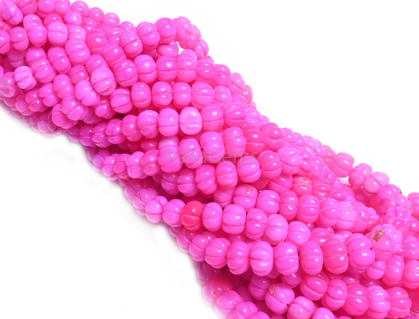 AAA Hot Pink Opal Carved Watermelon Beads, Beautiful Pink Opal Carving Pumpkin Beads, Opal Melon Handmade Carve Gemstone Beads Jewelry Craft
