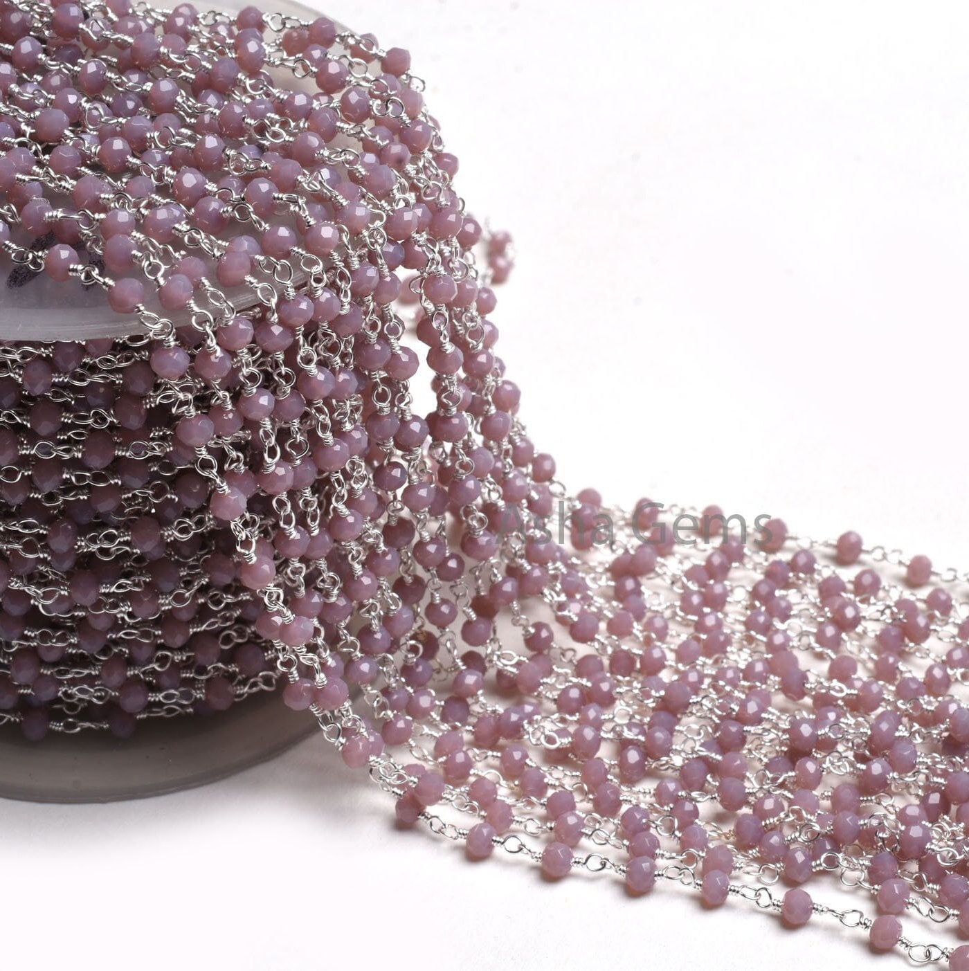 1,3,5,10,50Ft Lavender Hydro Faceted Rondelle Beaded Rosary Chain,Silver Plated Wire,Jewelry Making Finding,Bulk Chain,3-3.5mm,Chain By Foot