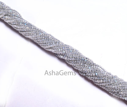 2mm Beautiful Multi Fire Labradorite Micro Cut Rondelle Faceted Beads, Natural Flash Labradorite machine Cut Tiny Gemstone Bead Jewelry SALE