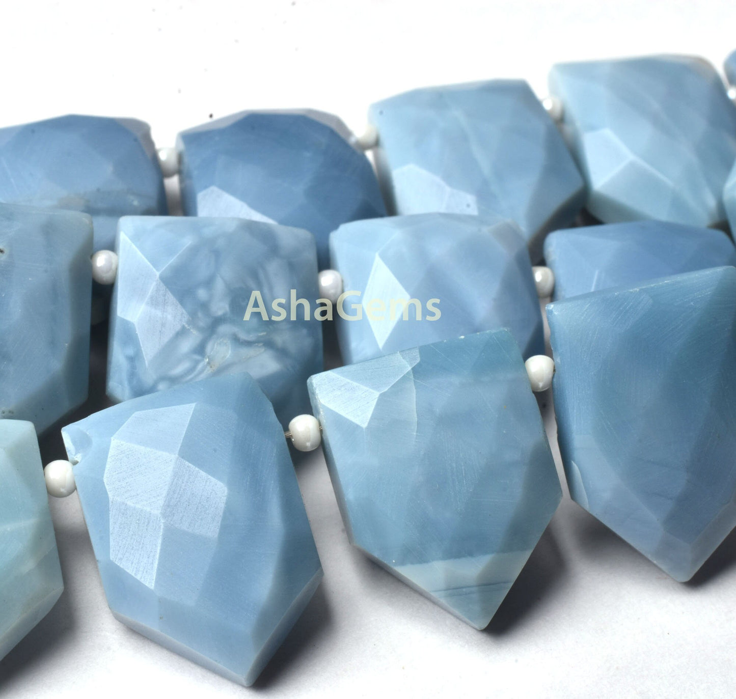 Blue Oregon Opal Faceted Fancy Shape Beads,8" Strand Blue Opal Gate Shape Beads,11-18mm Blue Opal Beads Gemstone Side Drill Beads Jewelry
