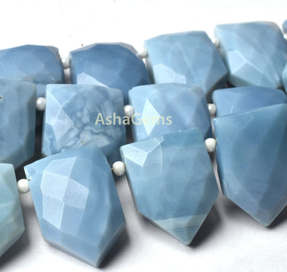 Blue Oregon Opal Faceted Fancy Shape Beads,8" Strand Blue Opal Gate Shape Beads,11-18mm Blue Opal Beads Gemstone Side Drill Beads Jewelry