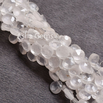 AAA Pink Rose Quartz Faceted Heart Shape Gemstone Beads,7"Strand Natural rose Quartz Tiny Heart Briolette Side Drill Beads, Rose Quartz SALE