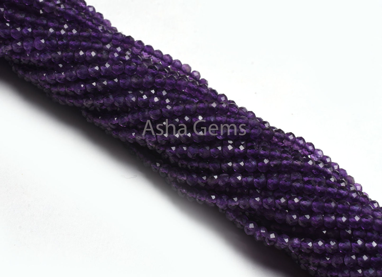 AAA Quality Amethyst Beads,3.70 mm Purple Amethyst Micro Cut Faceted Rondelle Beads,13" Strand Amethyst Machine Cut Gemstone Beads Jewelry