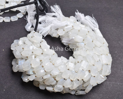 Blue Fire Rainbow Moonstone Faceted Nugget Beads, Natural Flash white Rainbow Indian Cut Nugget Gemstone Beads, Moonstone Beads Jewelry SALE