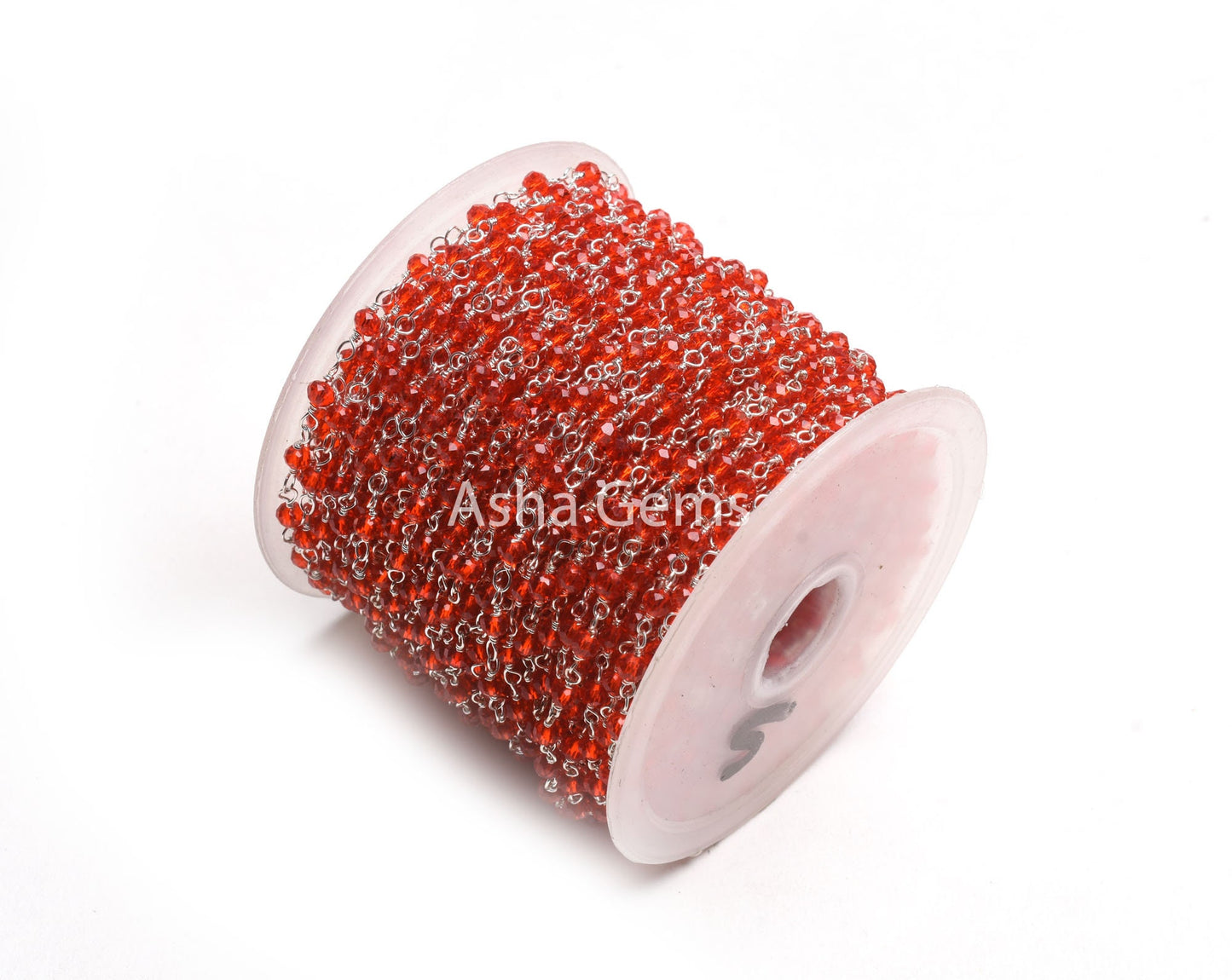 Beautiful Cherry Red Quartz Hydro Faceted Rondelle Beads Rosary Chain Silver Plated Wire Beaded Chain 1,5,10,50 Ft Bulk Supply Jewelry Chain