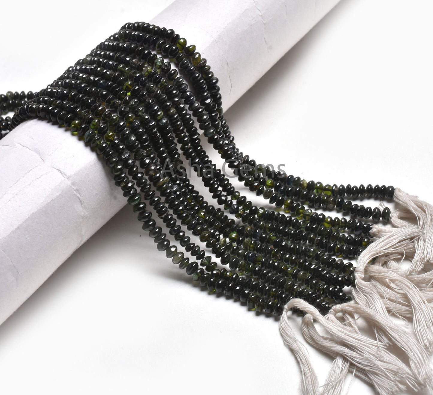 Natural Green Tourmaline Smooth Button Shape Gemstone Beads,13"Strand Tourmaline Handmade Button Center Drill Bead Jewelry Making Craft SALE