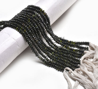 Natural Green Tourmaline Smooth Button Shape Gemstone Beads,13"Strand Tourmaline Handmade Button Center Drill Bead Jewelry Making Craft SALE