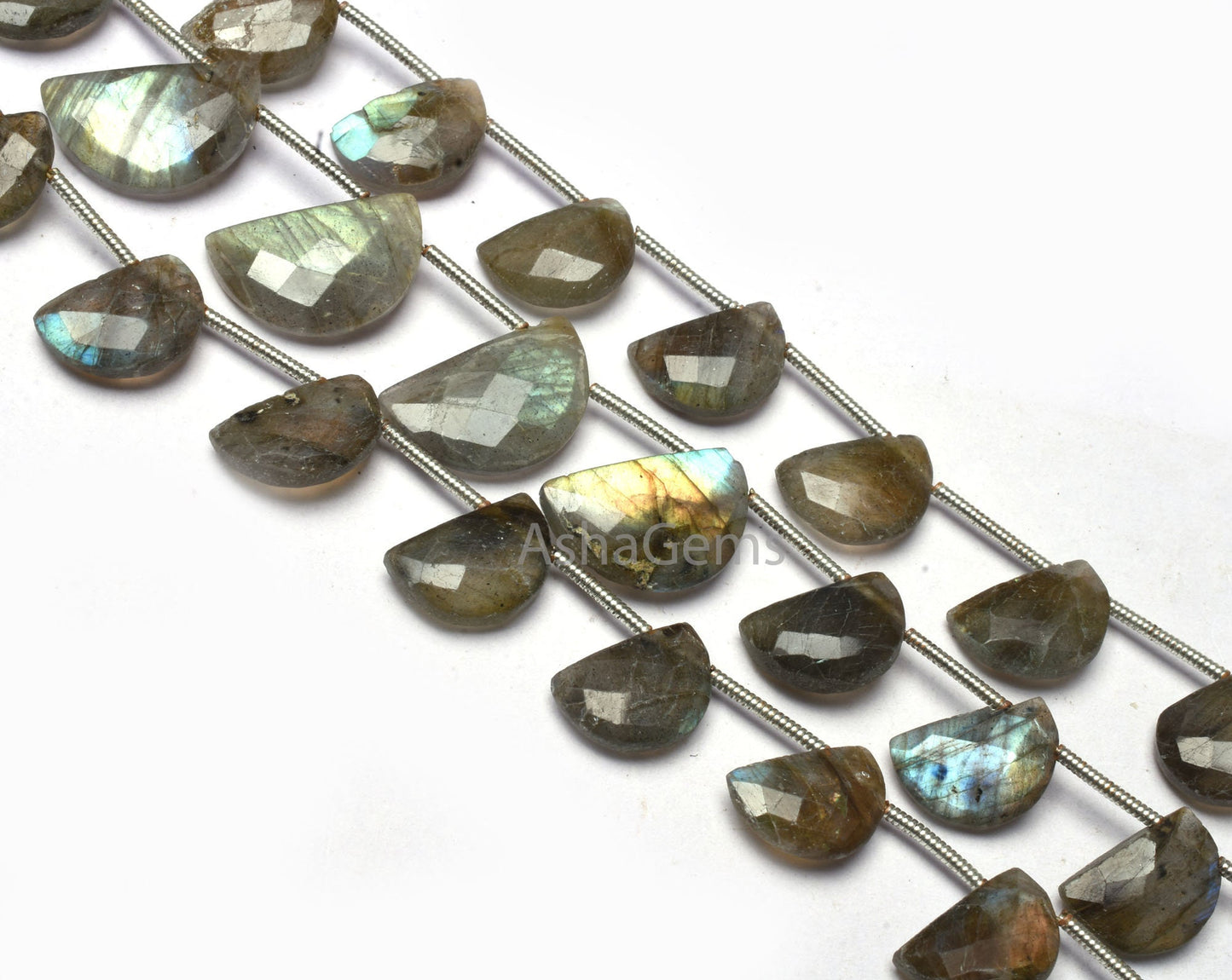 Multi Fire Labradorite Faceted D Shape Gemstone Beads, Black Rainbow Half Moon Fancy Side Drill Beads, Natural Labradorite BeadJewelry SALE