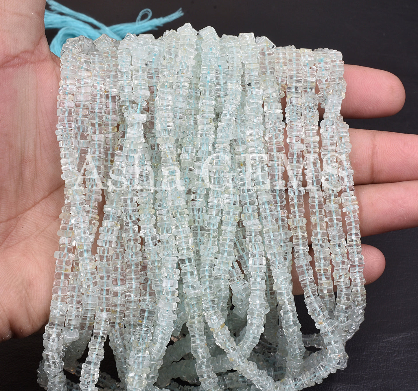 Natural Blue Aquamarine Smooth Square Shape Gemstone Beads, Aquamarine Beads, AAA Aquamarine Plain Handmade Heishi Square Flat Beads Jewelry
