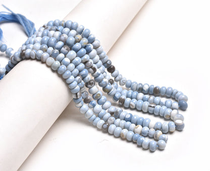 Beautiful Blue Boulder Opal Smooth Rondelle Shape Gemstone Beads, Blue Opal Beads Strand Boulder Opal Plain Handmade Loose Bead Jewelry SALE