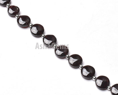 8"Strand Natural Red Garnet Coin Shape Beads,9.50- 11 mm Garnet Smooth Coin Beads, Loose Gemstone Beads Handmade Garnet Beads For Jewelry