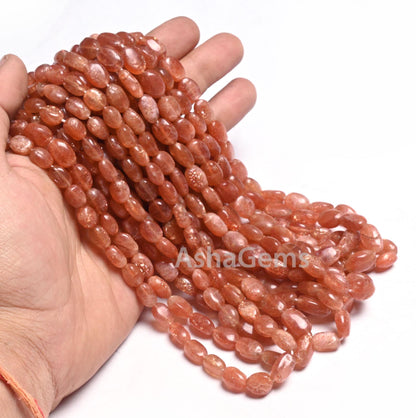 Natural Red Sunstone Smooth Oval Gemstone Loose Beads, Fine Quality Sunstone Oval Handmade Beads, Sunstone bead Jewelry making Necklace SALE
