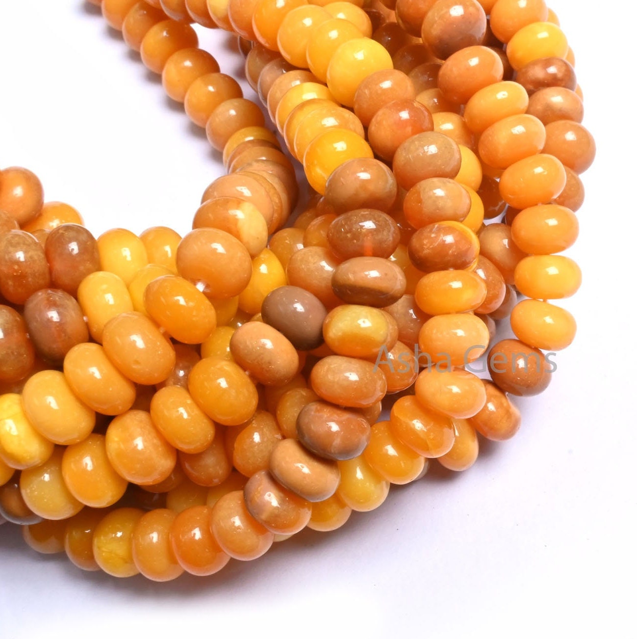 AAA Quality Shaded Yellow Opal Smooth Rondelle Gemstone Beads, Beautiful Mustard Yellow Opal Plain Handmade Gemstone Opal Bead Jewelry Craft