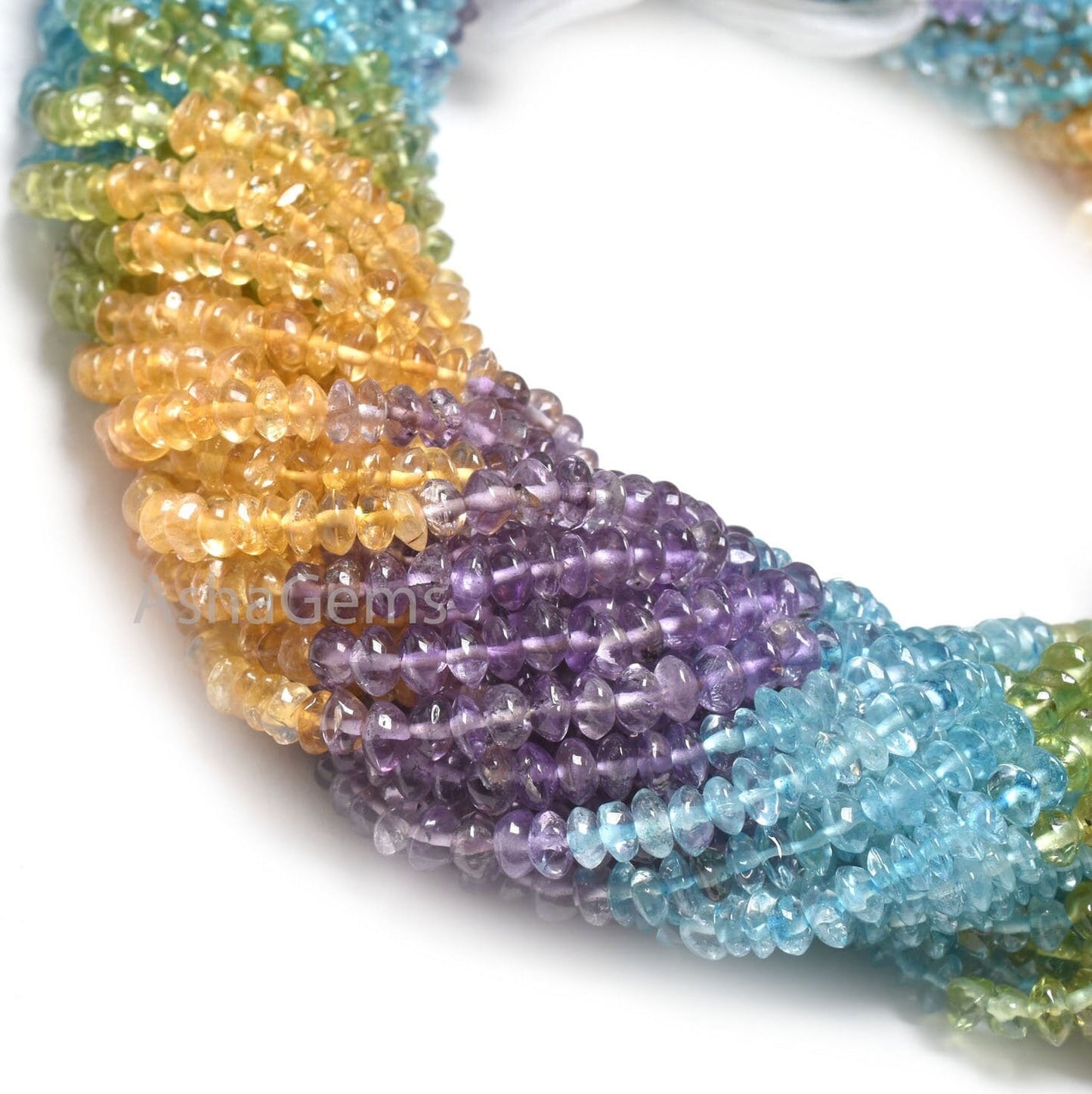 4mm Multi Color Gemstone Smooth Button shape beads,12" AAA Shaded Mix Semi Precious Crystal Peridot Citrine handmade button Disco Bead Craft