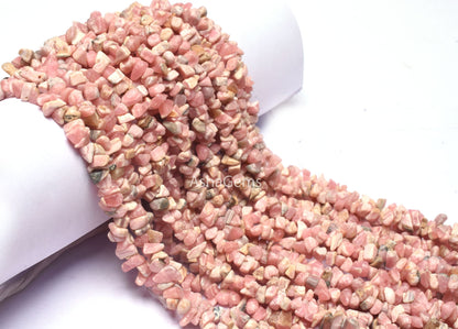 34" Strand Natural Rhodochrosite Uncut Chip Gemstone Beads, Pink Rhodochrosite Raw Rough Smooth Nugget Bead, Rhodochrosite Bead Jewelry SALE