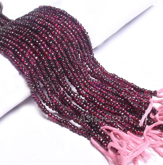12.5" Natural Garnet Smooth Gemstone Tiny Beads, Beautiful Red Garnet Plain Handmade Uneven Rondelle Shape Beads, Garnet Bead Jewelry making (AG 12320)