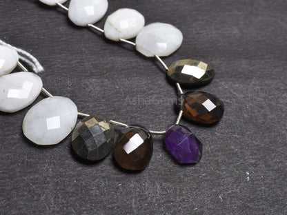 Beautiful Multi Color Stone Fancy Egg Shape Faceted Beads,10x15-15x20mm Mix Gemstone Fancy Egg Oval Side Drill Briolette Bead Jewelry Making