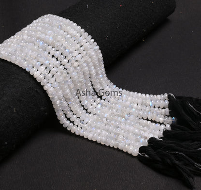 Natural Flash rainbow moonstone Smooth rondelle Shape beads,13"Strand Blue fire Rainbow Plain Handmade gemstone bead White rainbow Bead SALE