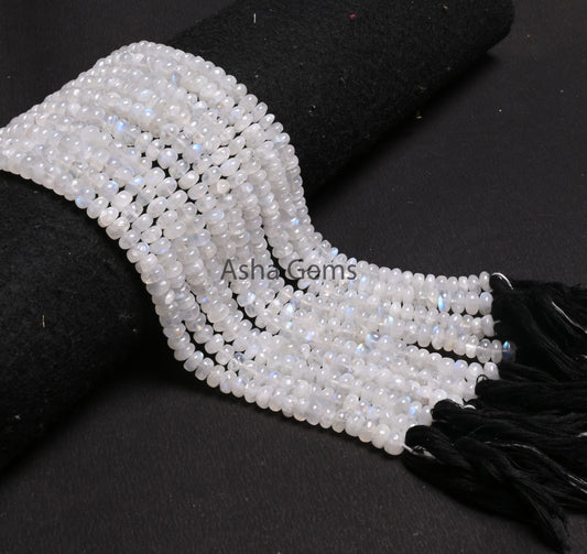 Natural Flash rainbow moonstone Smooth rondelle Shape beads,13"Strand Blue fire Rainbow Plain Handmade gemstone bead White rainbow Bead SALE