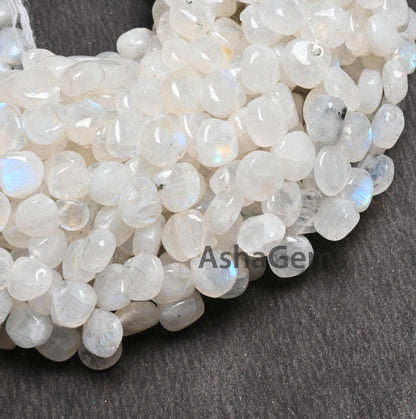 9"Strand Natural Rainbow moonstone Smooth Heart Gemstone beads, Blue Fire Rainbow Uneven Heart Shape Handmade bead Jewelry Making Craft SALE