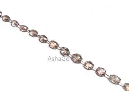 Beautiful Light Grey Quartz Hydro Fancy Puff Oval faceted Beads,10"Smoky Color Grey Hydro Oval Briolette Checker Cut Bead Jewelry Craft SALE