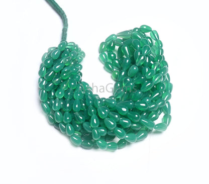 Fine Green Onyx Smooth Drop Gemstone loose Beads, Onyx Plain Handmade Teardrop Straight Drill Beads Green Onyx Beads Jewelry Handicraft SALE
