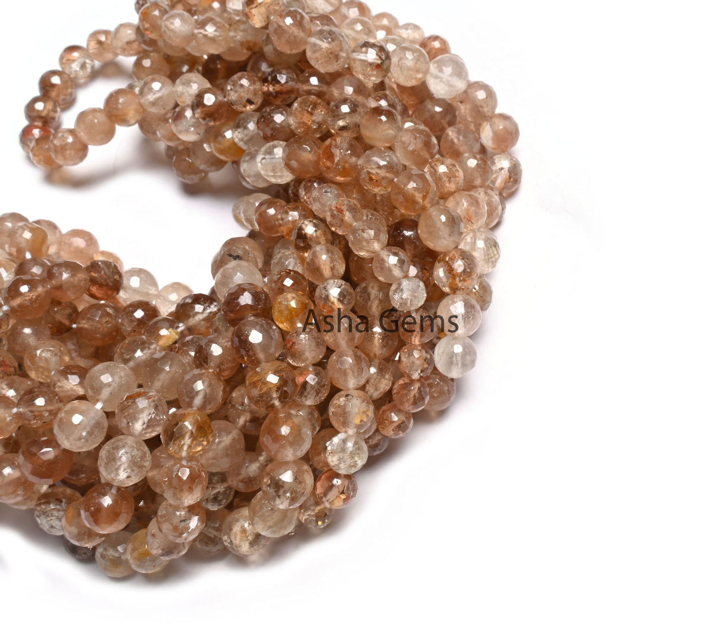 Beautiful Brown Topaz Faceted Round Ball Beads, Rare Shaded Imperial Topaz Indian Machine Cut Round Gemstone Loose Beads Jewelry Crafts SALE