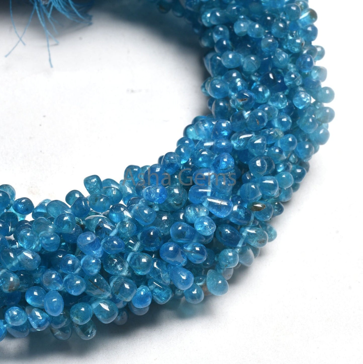 Natural Blue Apatite Smooth Drop Gemstone Side Drill Beads, Neon Apatite Plain Handmade Tiny Teardrop Handmade Gemstone Beads Jewelry Crafts