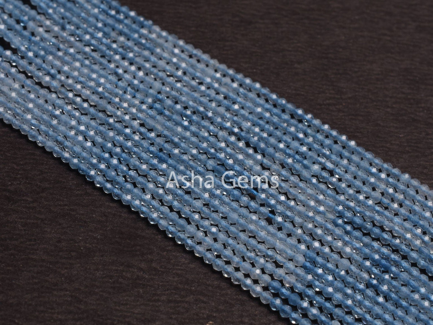 2 mm AAA Aquamarine Micro Cut Rondelle Beads,13" Strand Shaded Blue Aquamarine Machine Cut Gemstone Beads, Tiny Aquamarine Bead Jewelry SALE